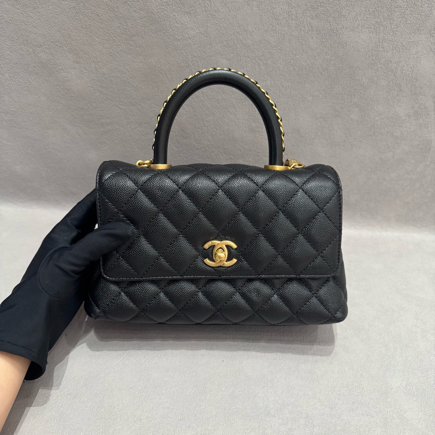 Chanel Coco Handle Small Black Caviar Leather Top Handle Crossbody Bag US Ship