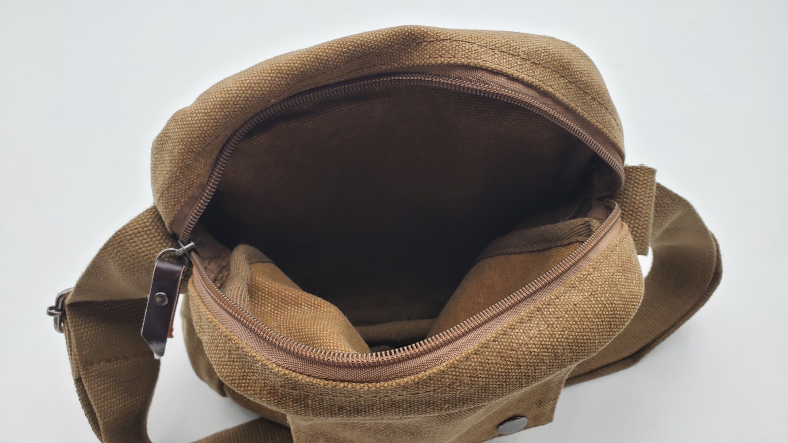 Harwish Khaki Canvas Multi Pocket Messenger Bag Over Shoulder Crossbody Outdoor