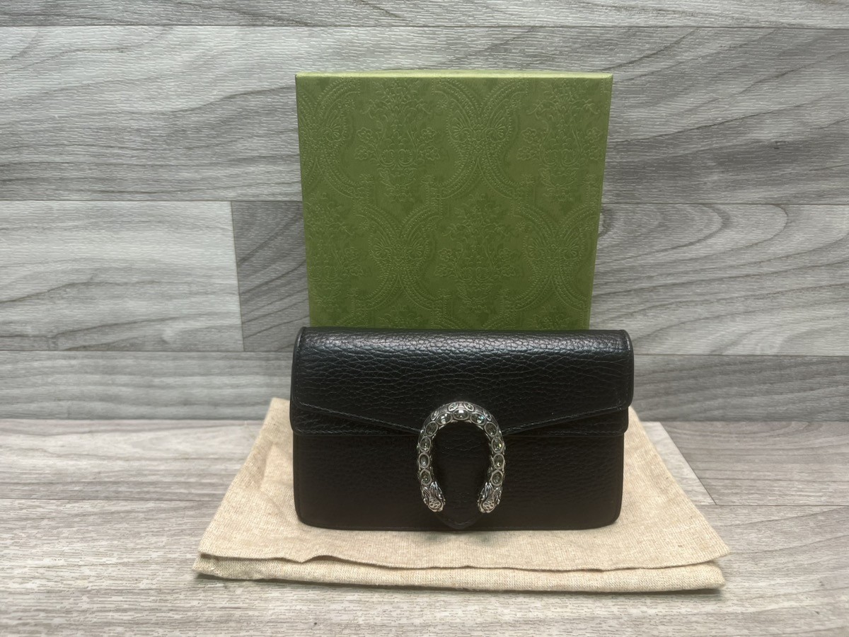 Gucci Dionysus Mini Black Leather Chain Wallet Shoulder Bag (A1D024224)