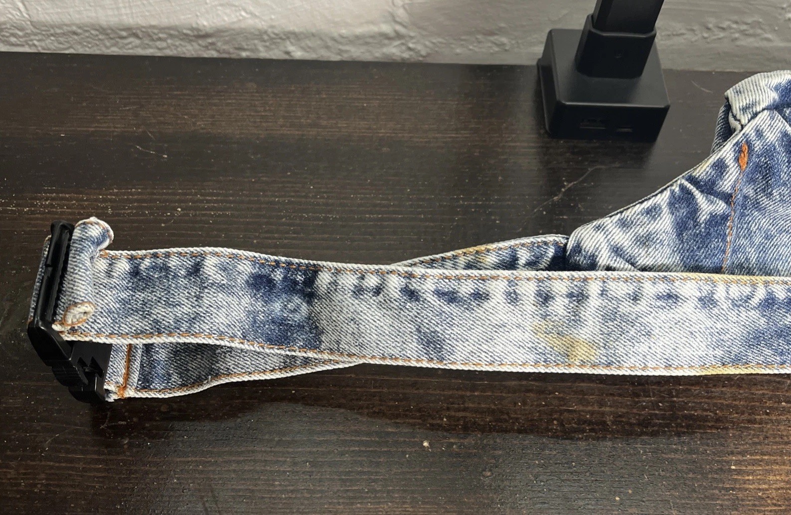 Vintage 80s Shane Blue Denim Fanny Pack Acid Stone Washed 2 Zipper Compartments