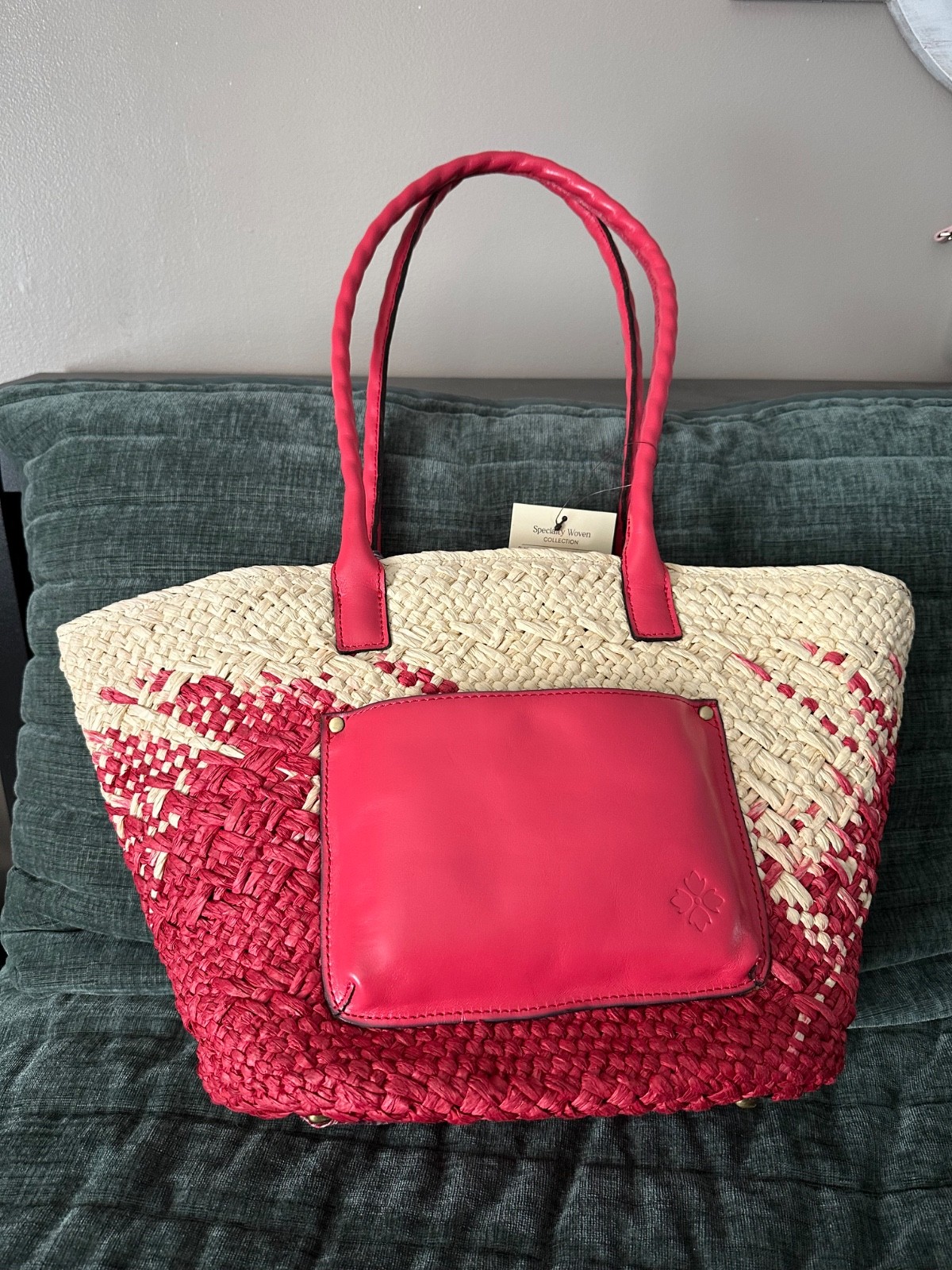 NWT Patricia Nash Calypso Tote Pink Straw Leather