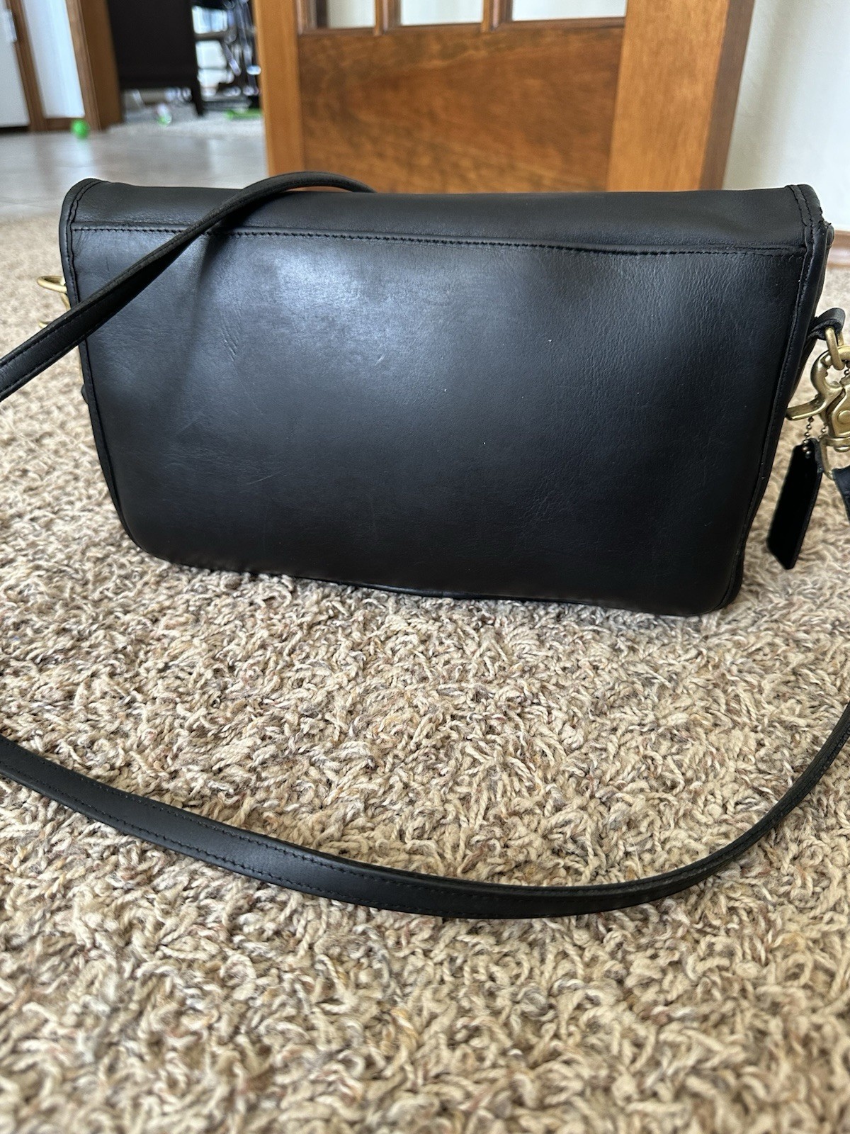 1980s Vintage Coach Convertible Clutch Crossbody, Brass Hardware, Turnlock