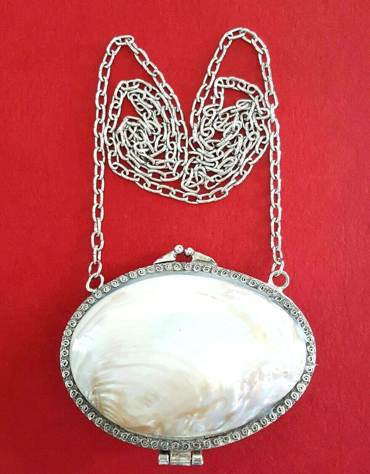 Shell Genuine Mother Of Pearl Crossbody Shoulder Bag Chain Hasp Evening Lady 5″