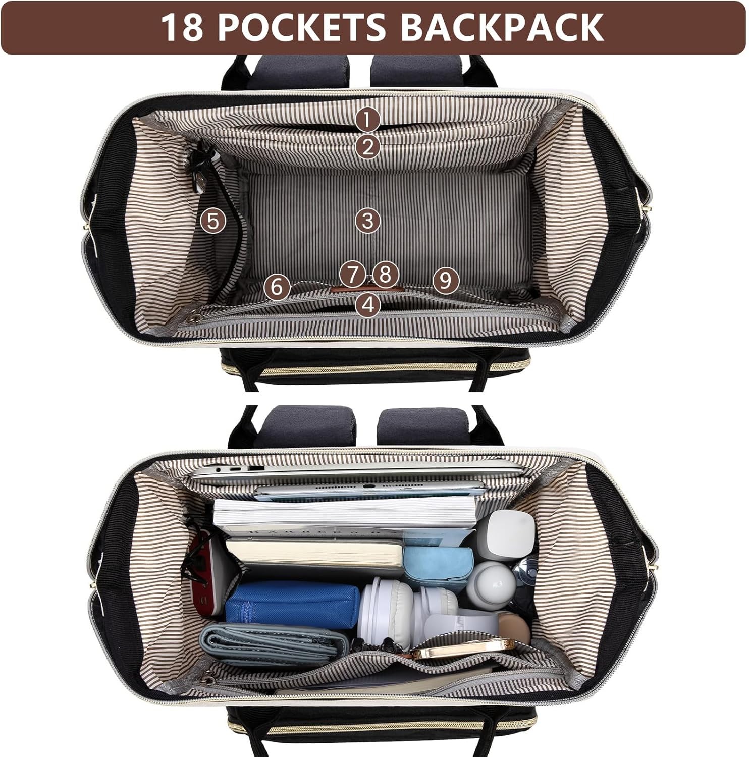 Women Laptop Backpack 15.6 Inch Work Travel School Bag with USB Charger
