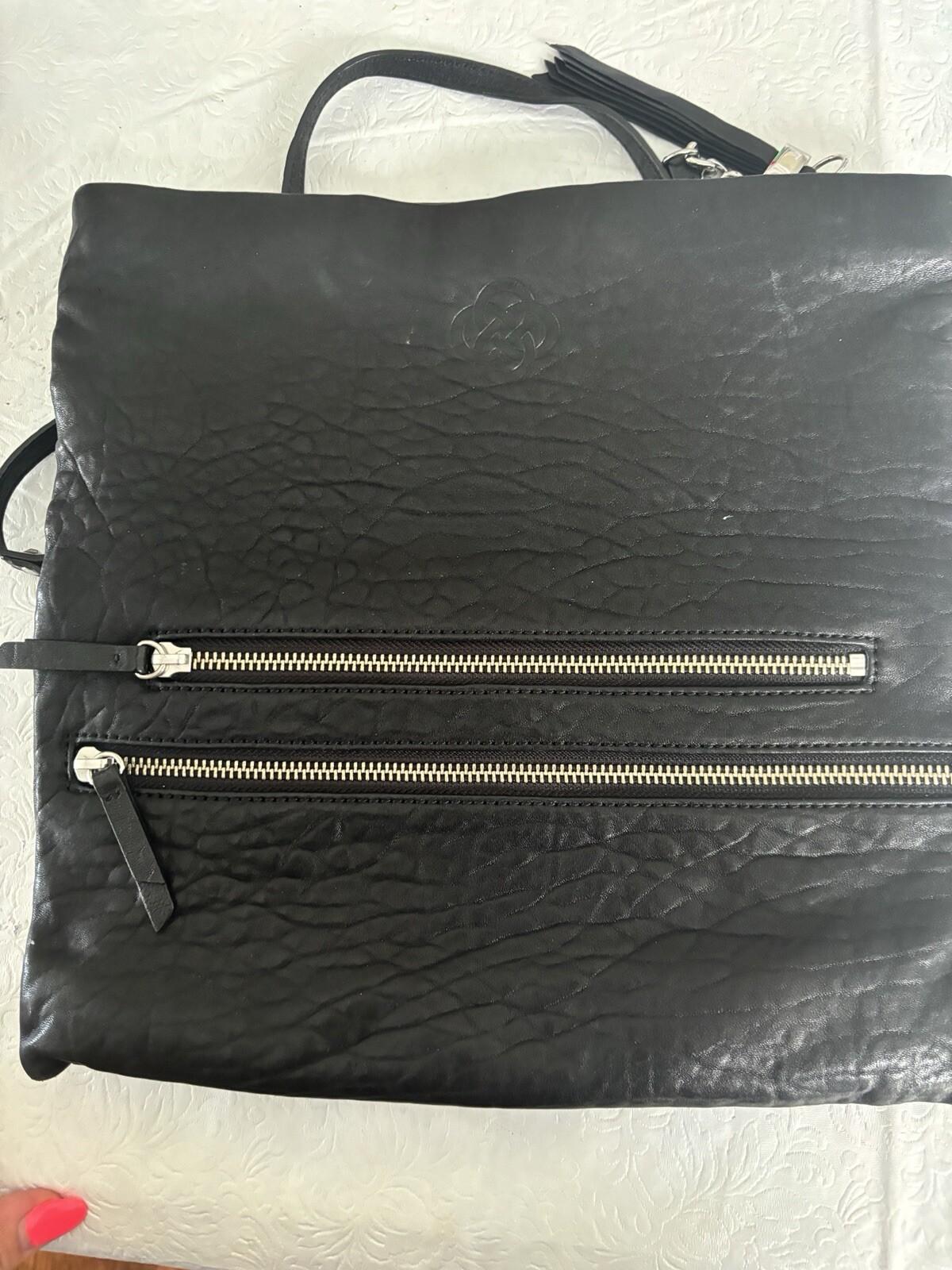 Stella & Dot Waverly Purse Black Lambs Leather Crossbody-Shoulder-Clutch ￼ 58