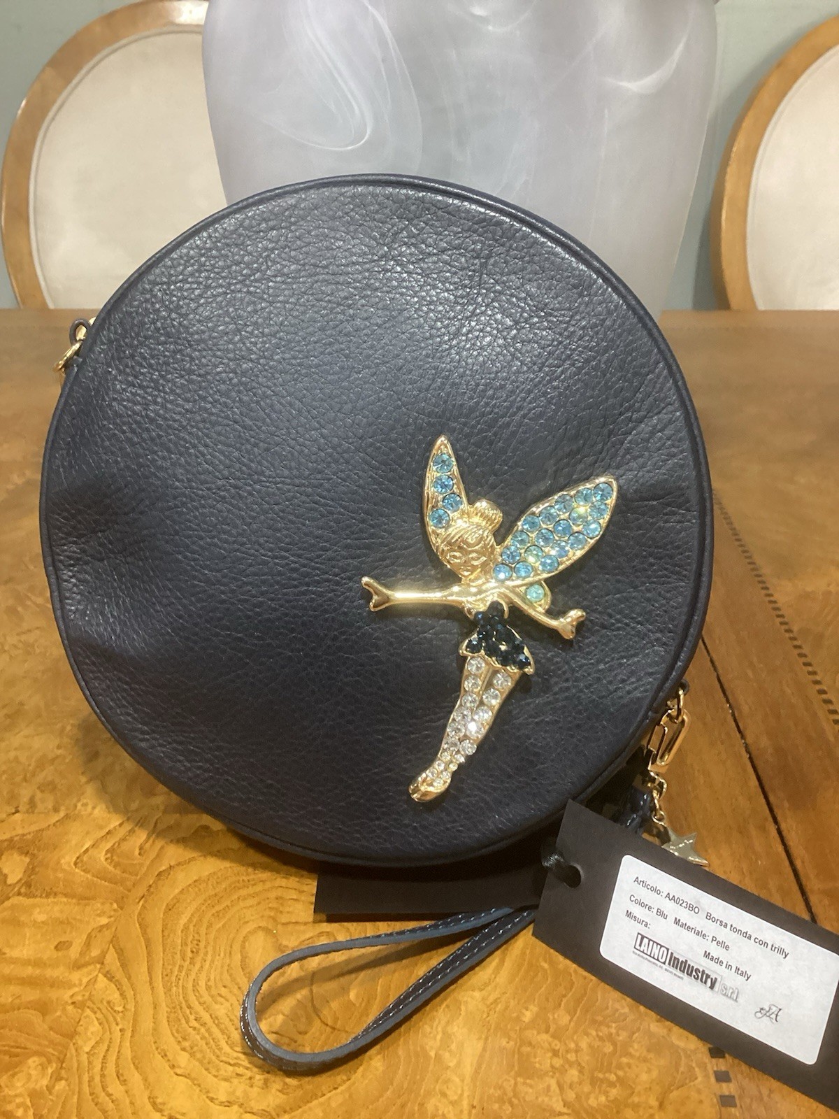 Argento Antico Dark Blue Fairy Round Leather Purse Awesome ***