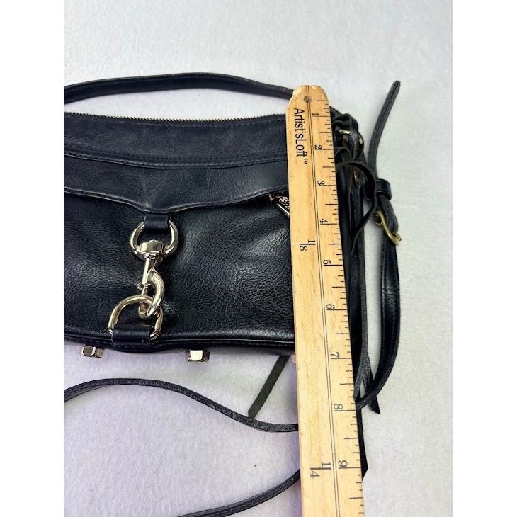 Rebecca Minkoff Mini MAC Crossbody Bag Womens Small Black Leather Gold