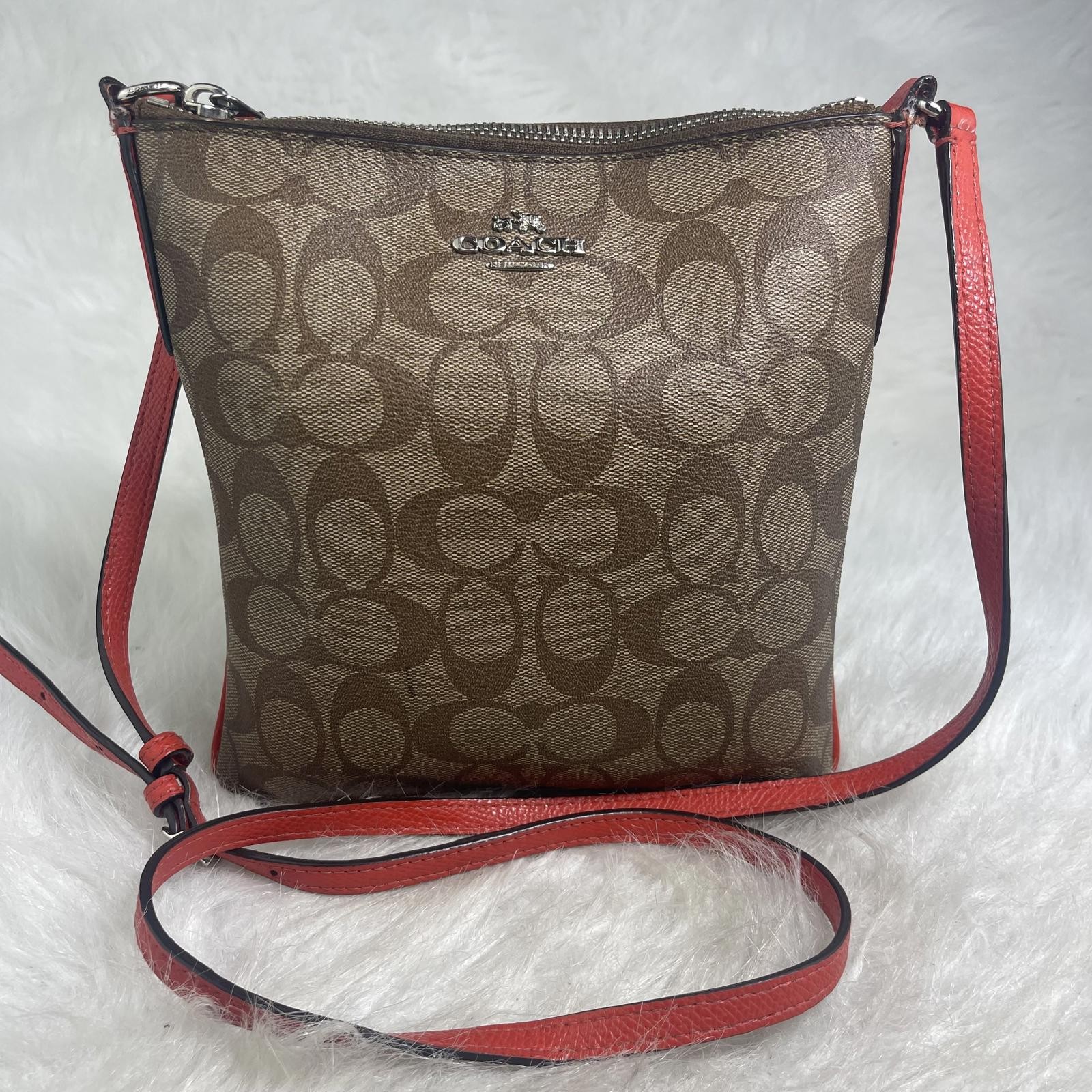 Authentic Coach F35940 Signature Canvas North South Crossbody Shoulder Bag