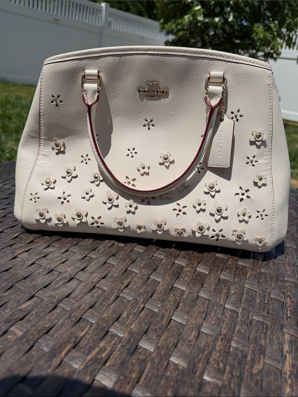 Coach Small Margot Carryall Bag in Floral Appliqué Leather
