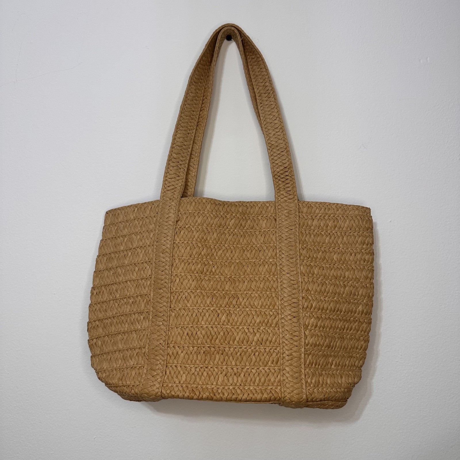 Draper James Everyday Woven Straw Shoulder Purse Natural Tote Bag