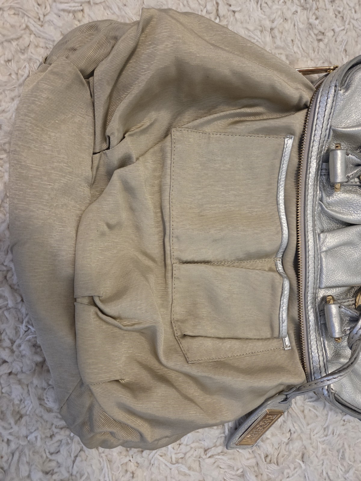 BADGLEY MISCHKA Silver Leather Shoulder Bag Satchel Buckle Purse Y2K EUC