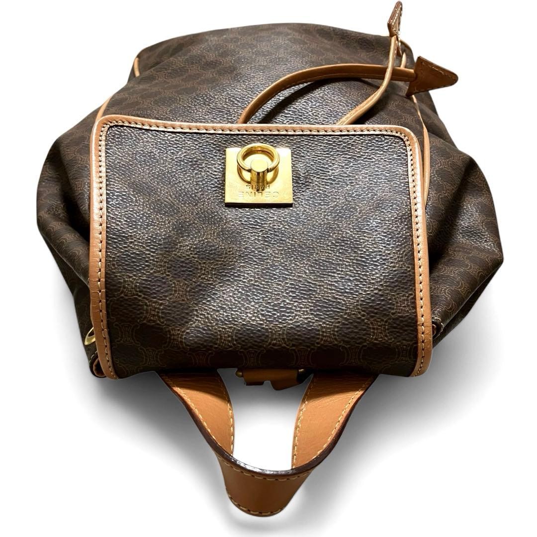 CELINE Gancini Macadam Brown PVC Leather Backpack Women Authentic Bag