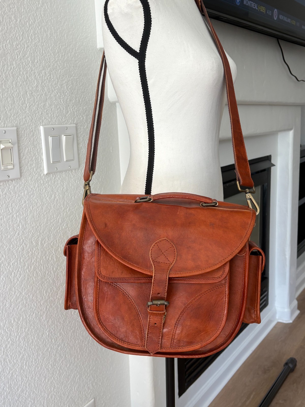 Rofozzi Icon Leather Camera Bag VTG Crossbody DSLR Satchel Saddle Purse Brown