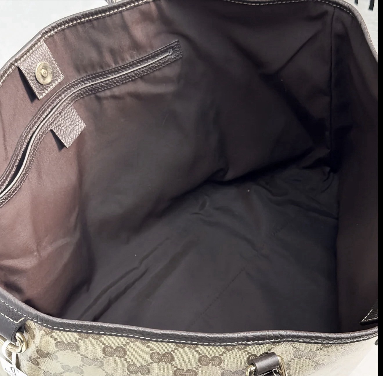 Authentic Gucci GG Canvas Tote Bag Beige Brown Coated Canvas Large Shopper