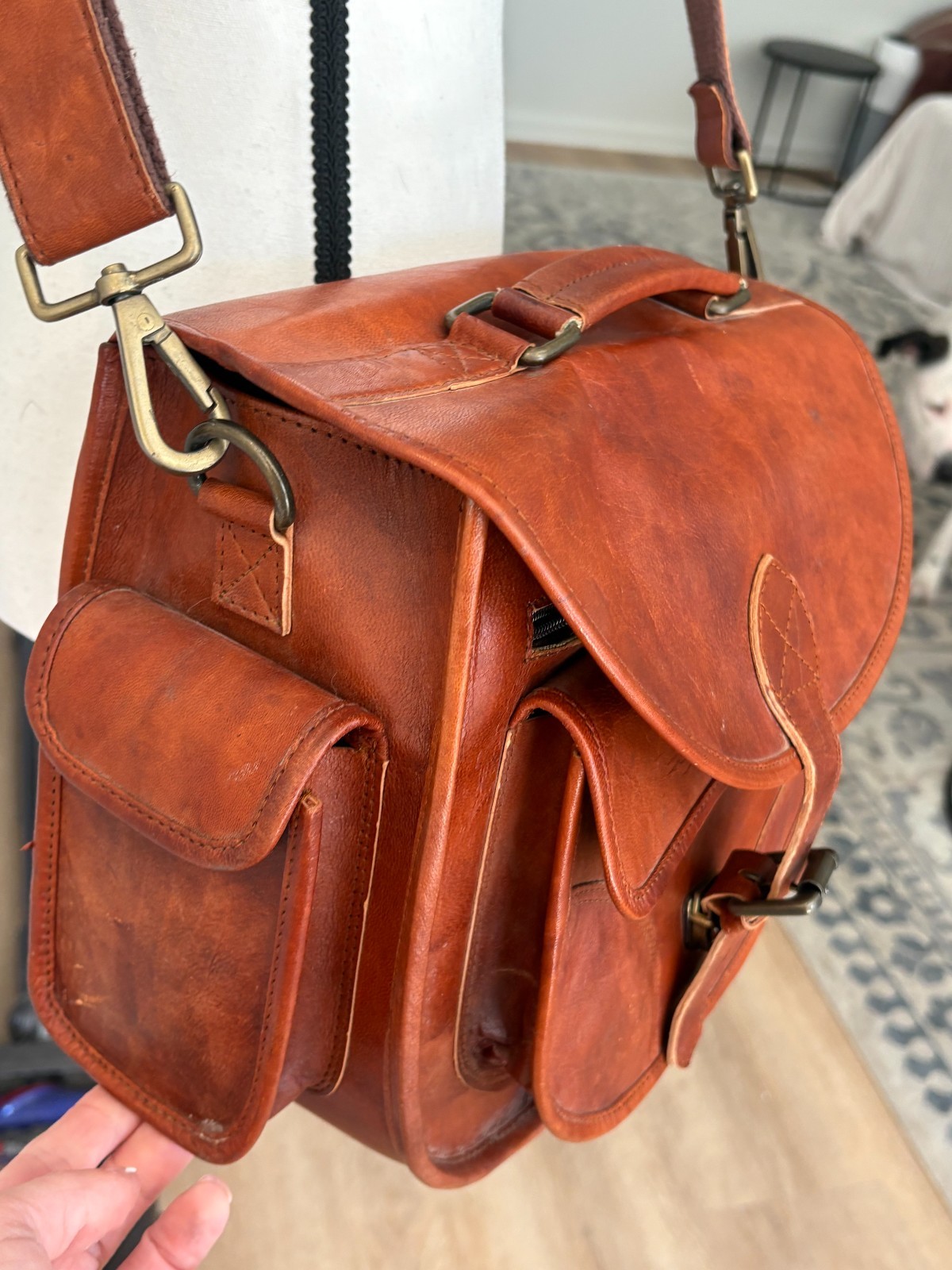 Rofozzi Icon Leather Camera Bag VTG Crossbody DSLR Satchel Saddle Purse Brown
