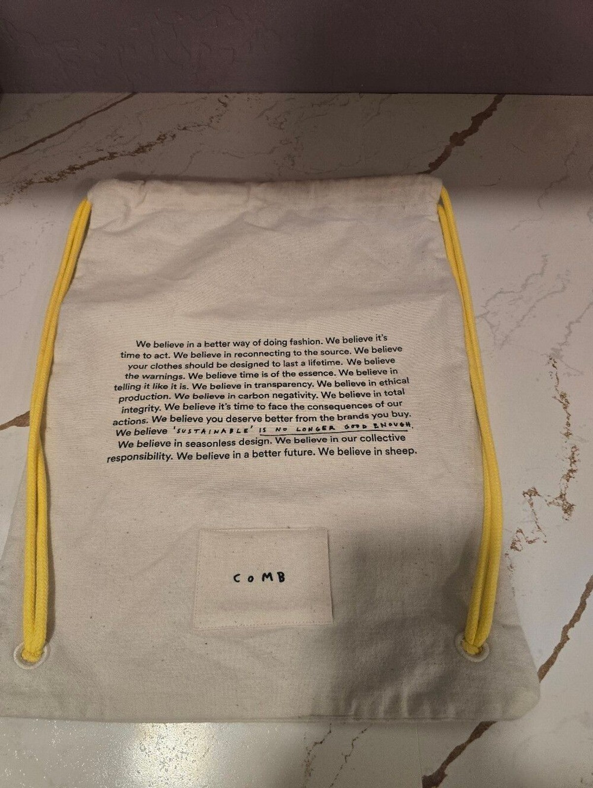 Sheep Inc Drawstring Backpack Recycled Cotton Canvas Gym Bag Eco Friendly Tote