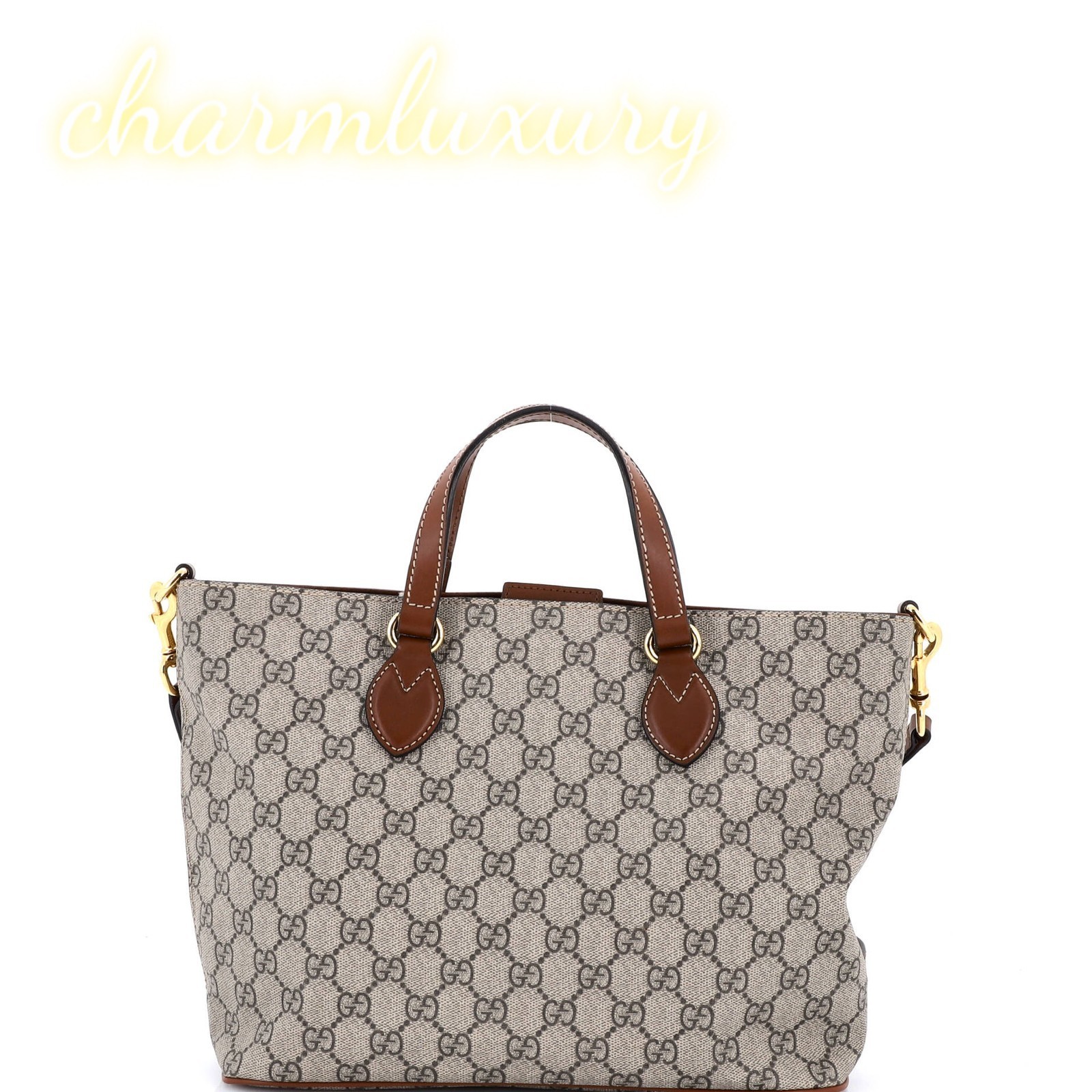 Gucci Convertible Soft Tote GG Coated Canvas with Leather Small
