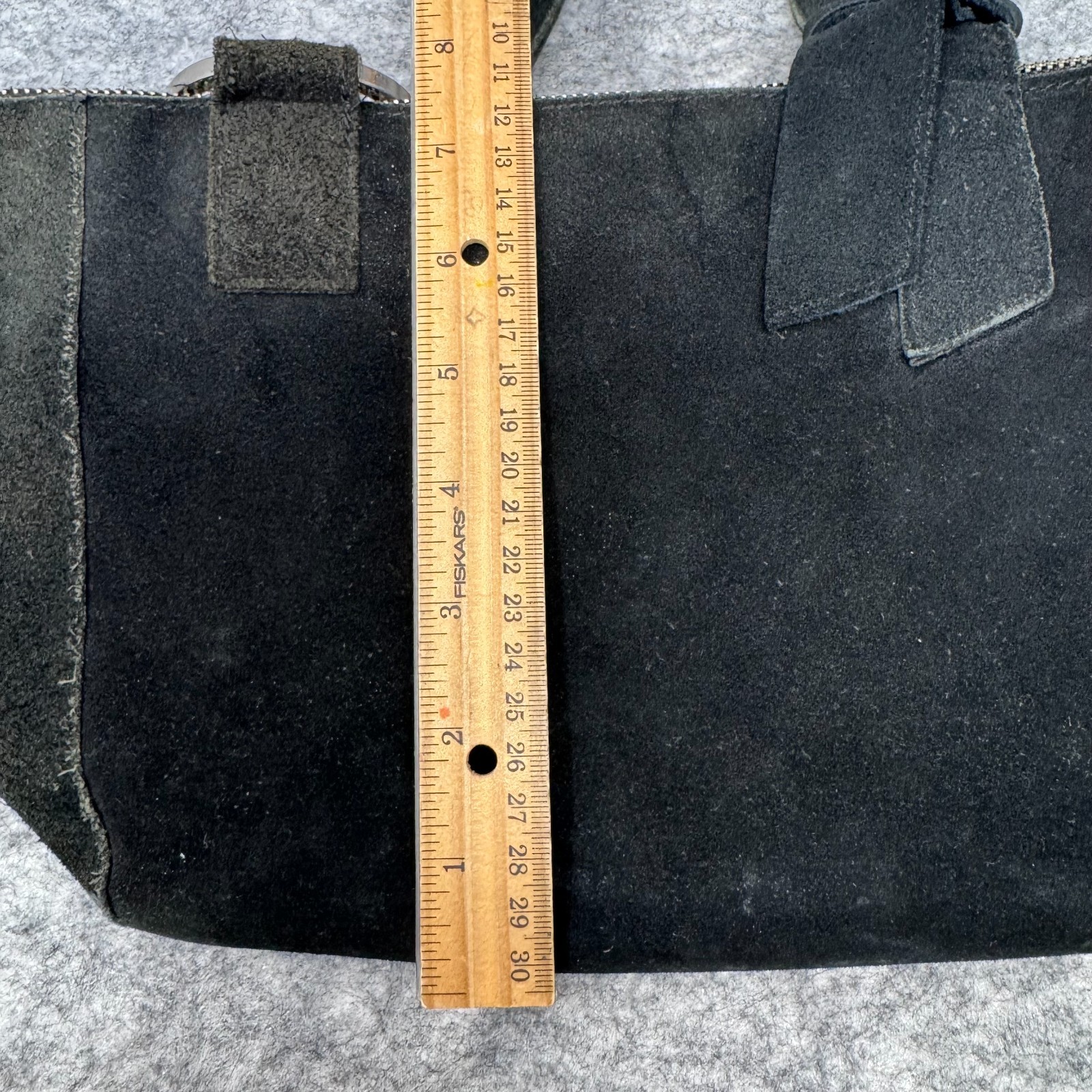 Vtg Y2K Apostrophe Black Suede Leather Shoulder Bag Boho Bohemian Minimalist