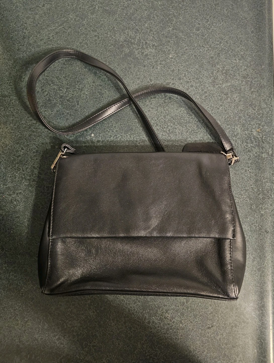 Women’s Worthington Small Black Leather Snap Front Shoulder Bag