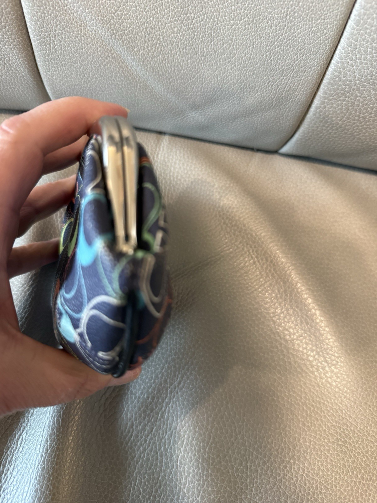 Vintage Coach Navy Optic C Rainbow Coin Bag Purse