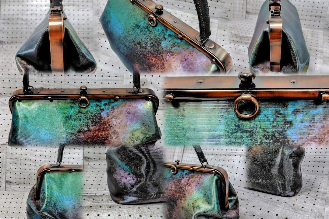 Jean Paul Gaultier Iridescent V-Cyber Kiss Lock Handbag Designer Authentic