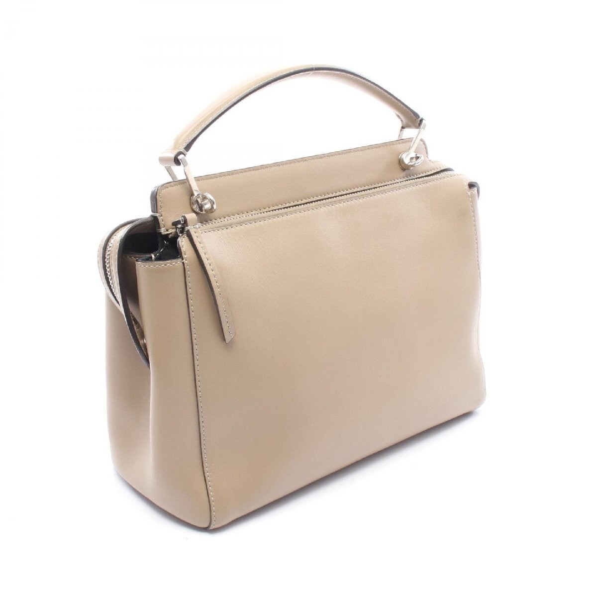 FENDI DOT COM 2WAY Handbag Bag Leather Beige Used