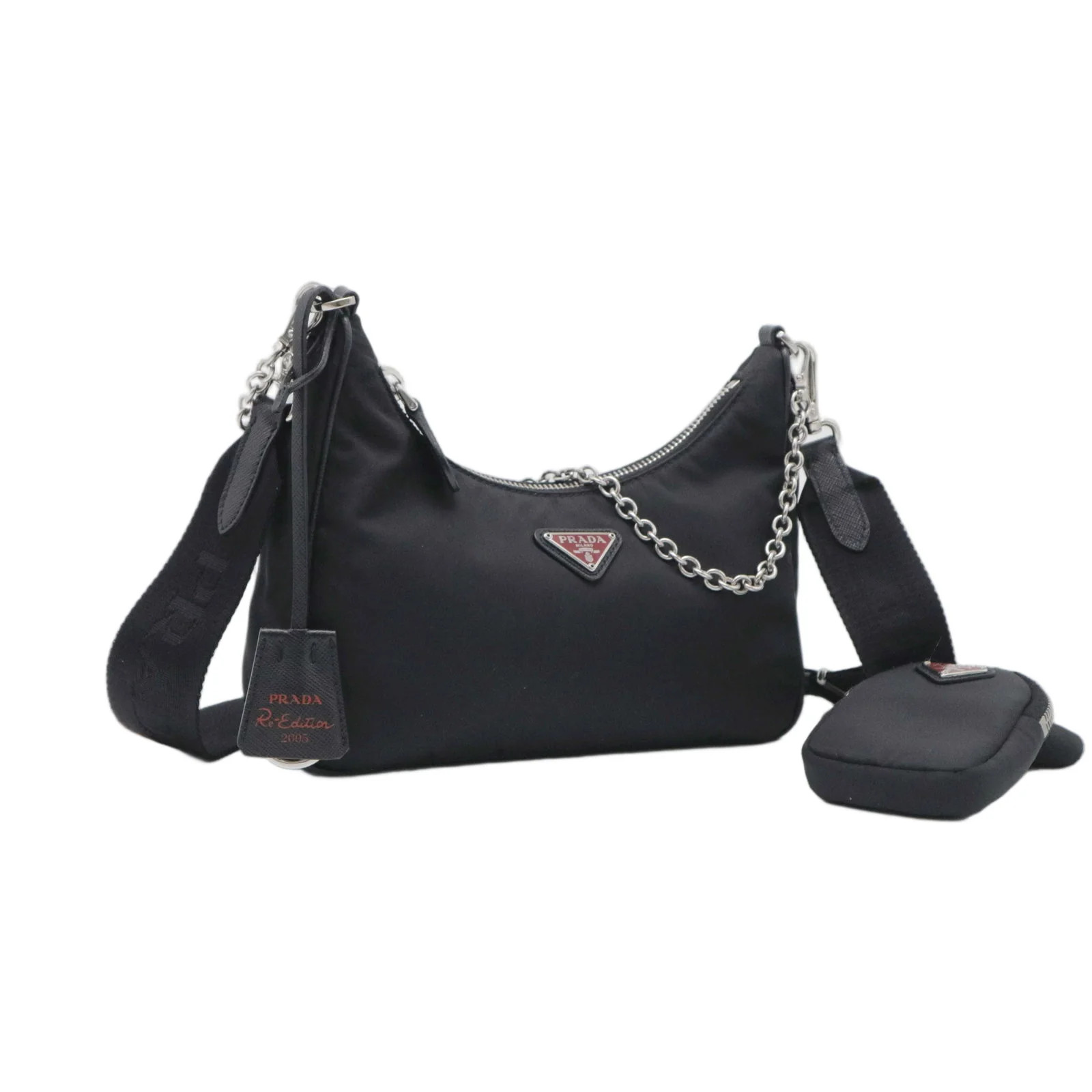 Prada Re Edition 2005 Shoulder Bag Black Tessuto Nylon (mm060526a5r)