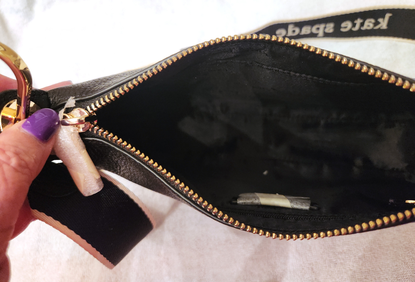 Kate Spade Rosie Black Leather Crossbody With Web Logo Guitar Strap _ NWT