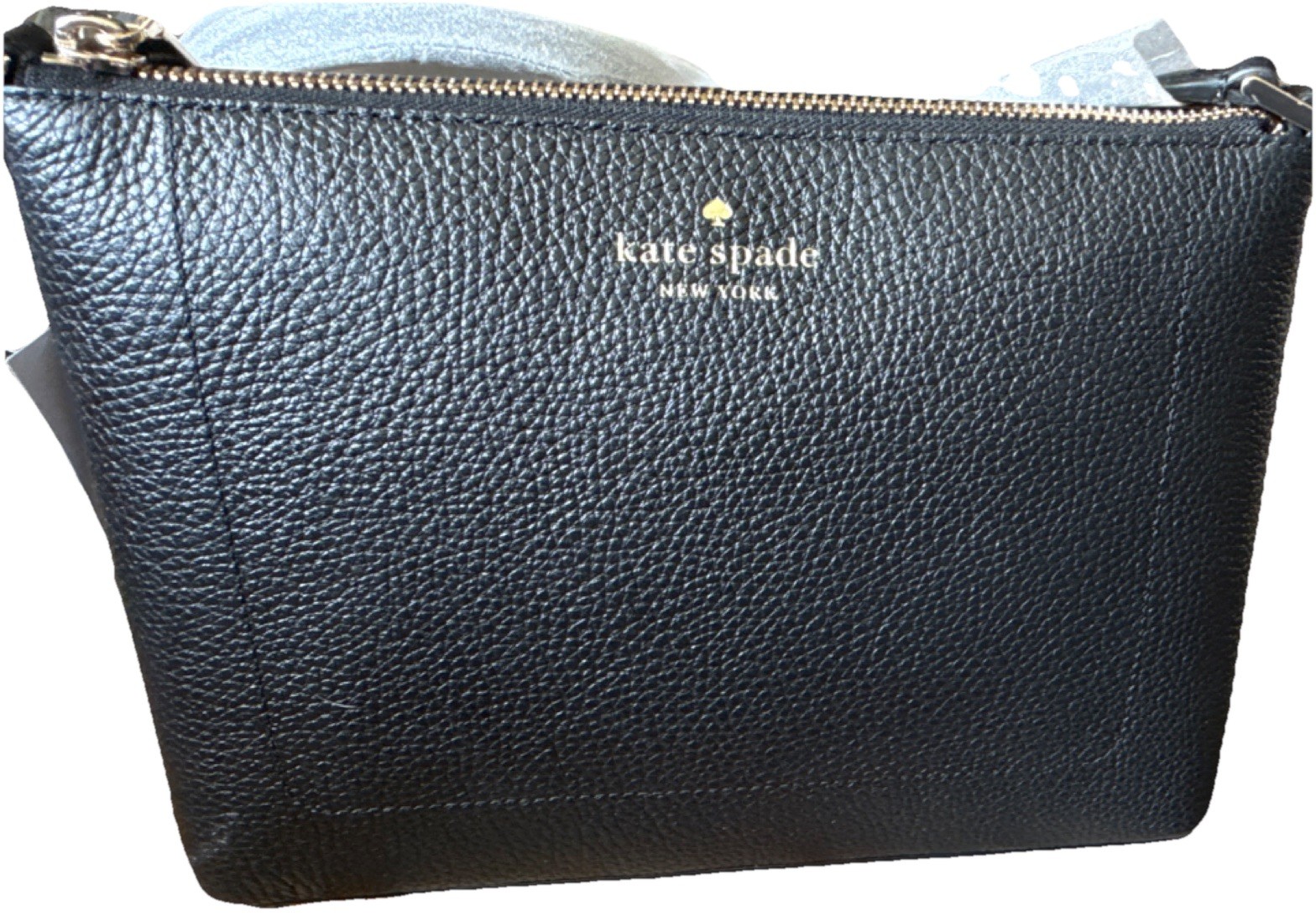 Kate Spade New York Black Crossbody Bag Gold Hardware, Zipper Accent