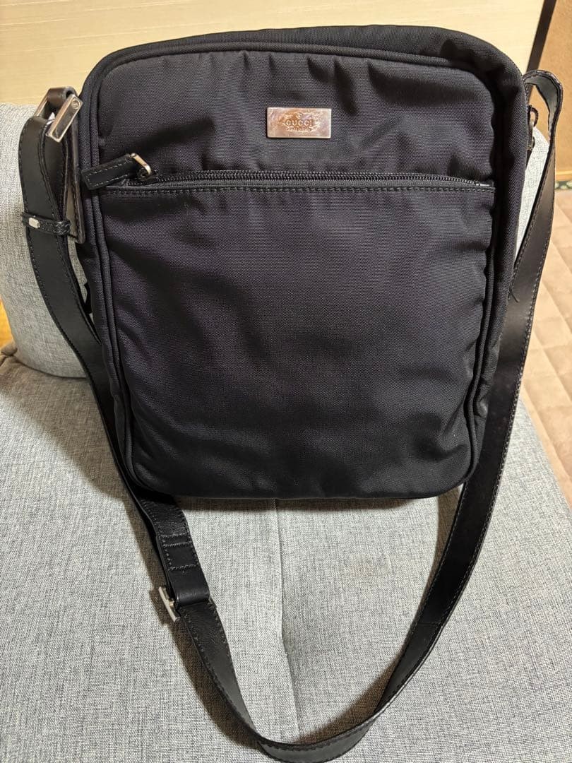 GUCCI Nylon Crossbody Bag Black Women Auth 10.62 x 9.44 x 3.93inch