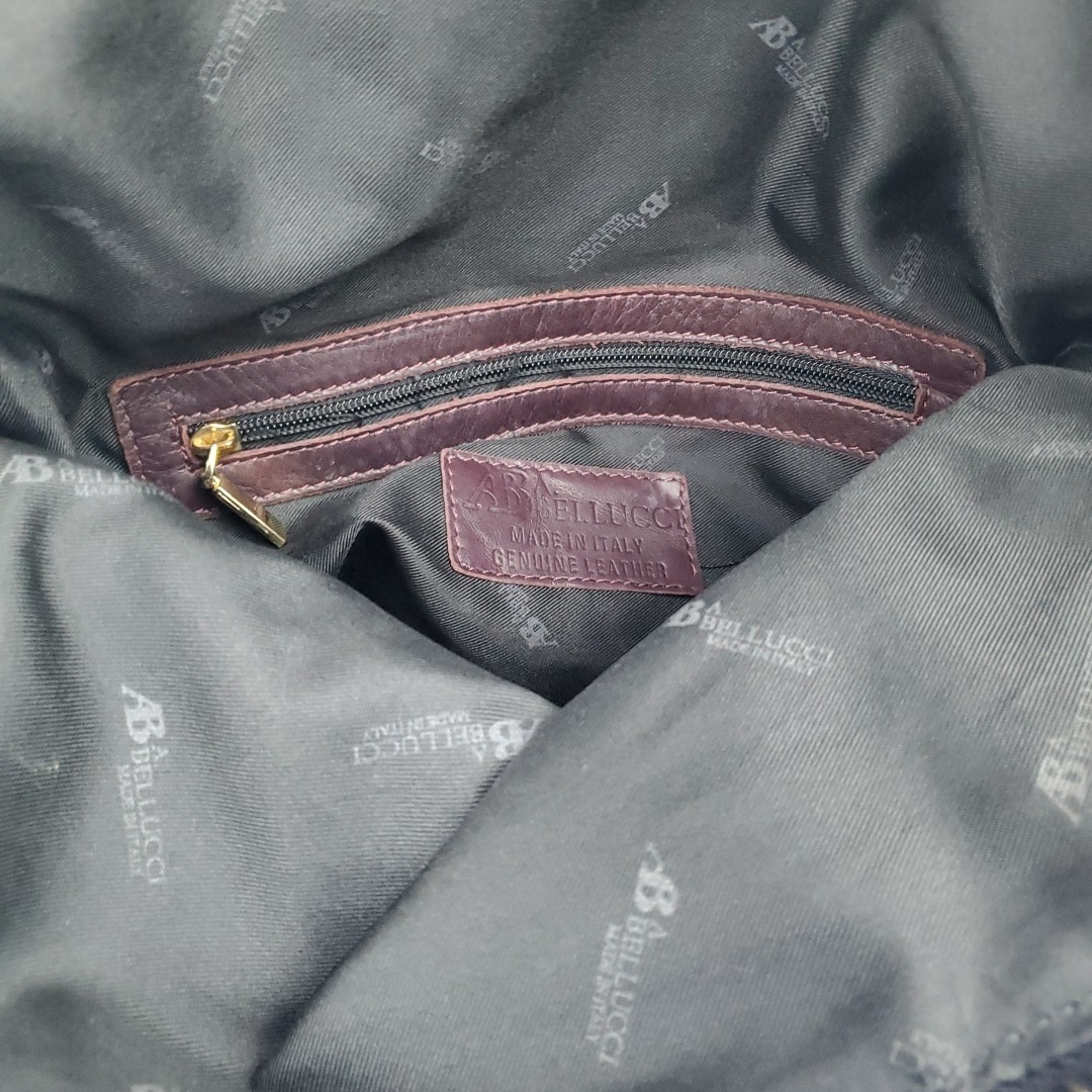 A. Bellucci Purse Burgundy Pebbled Leather Shoulder Bag Made in Italy