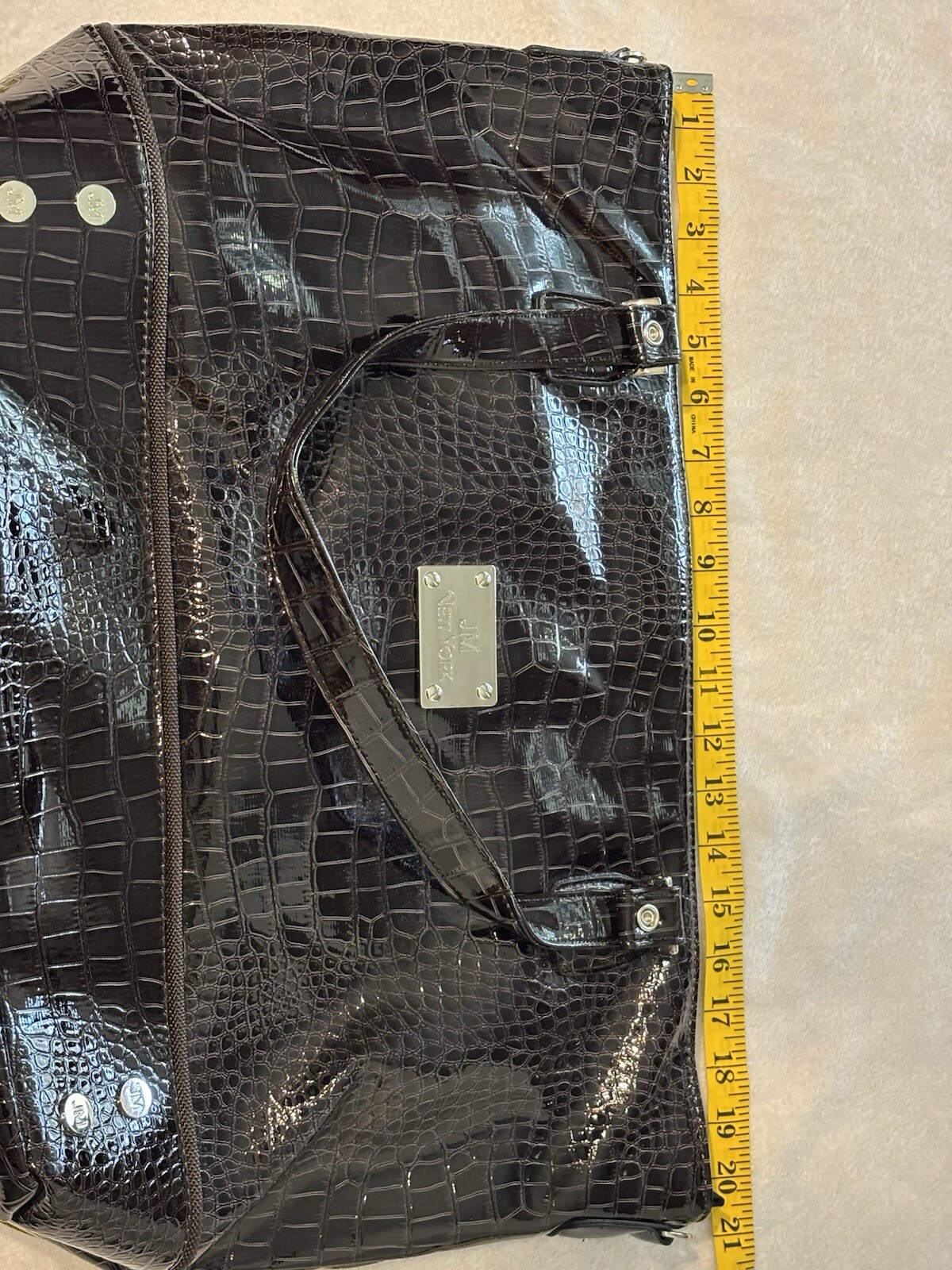 JM New York Luxury Tote DARK BROWN Croc Pattern Large || 20x13x5.5 || PRE-OWNED