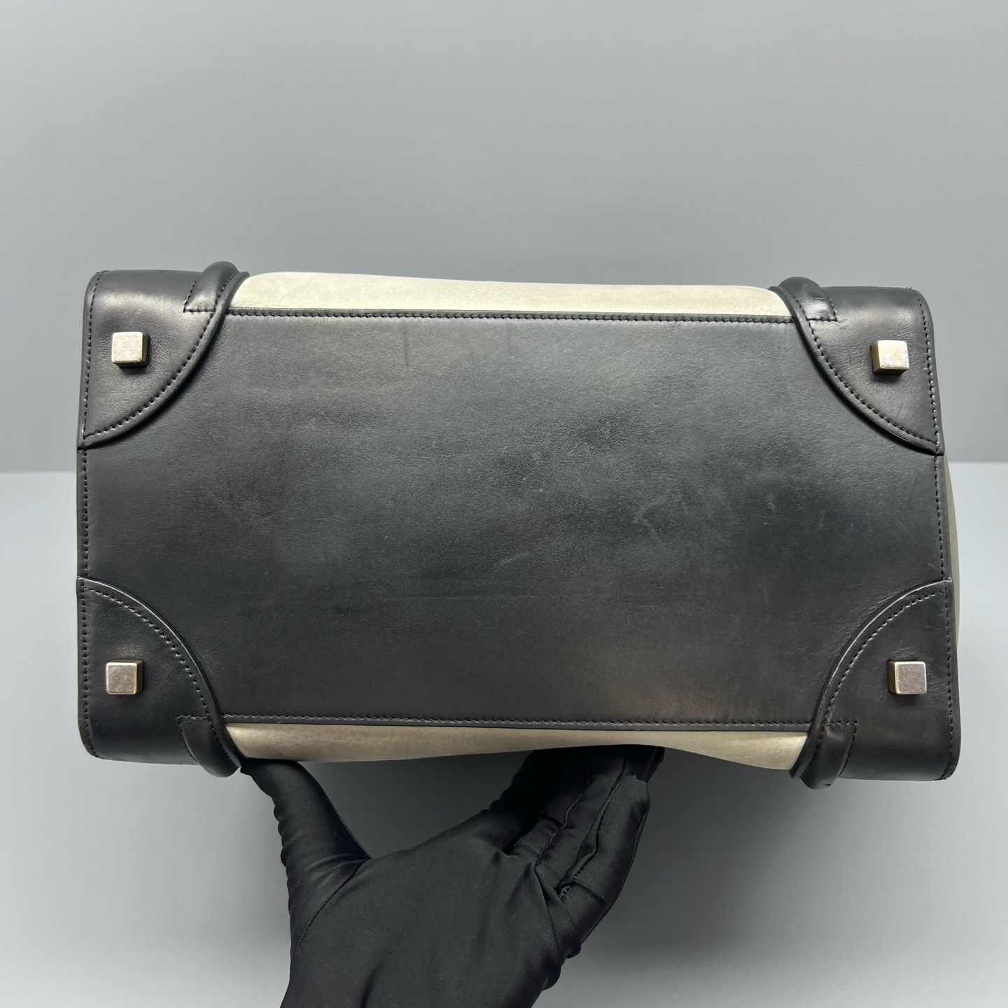 CÉLINE Luggage Phantom Medium Tote Shoulder Bag Green Black Beige Grain Leather