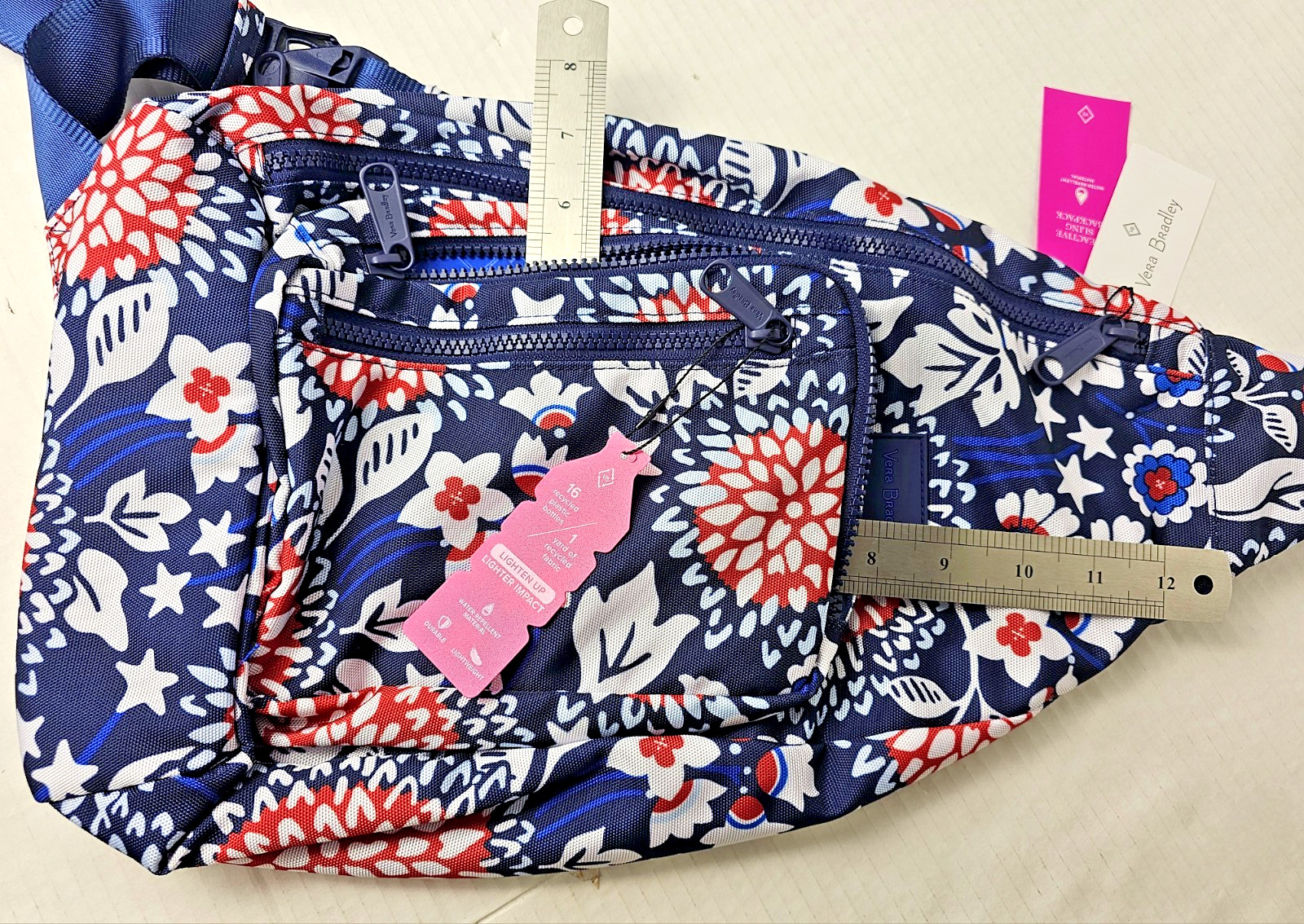 Vera Bradley ReActive Sling Backpack in Red, White & Blossoms