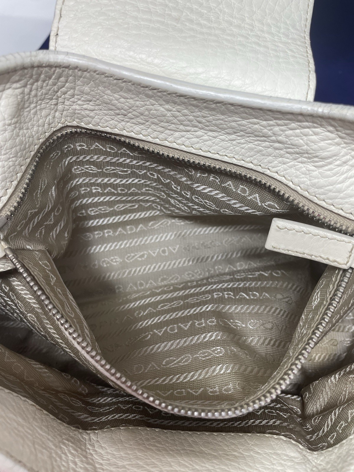 Authentic Prada Nylon Tessuto Leather Handbag White