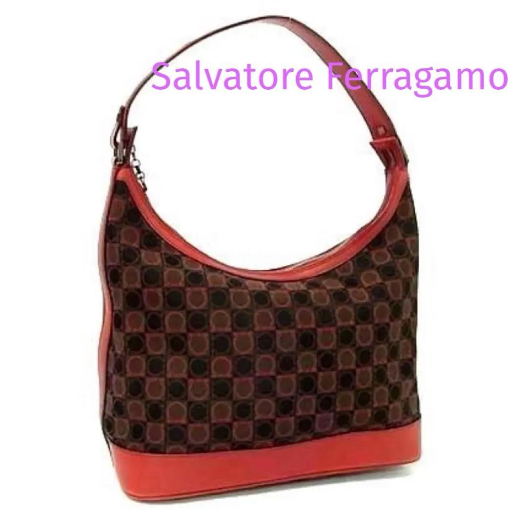 Ferragamo Gancini Pattern canvas one-Shoulder Bag