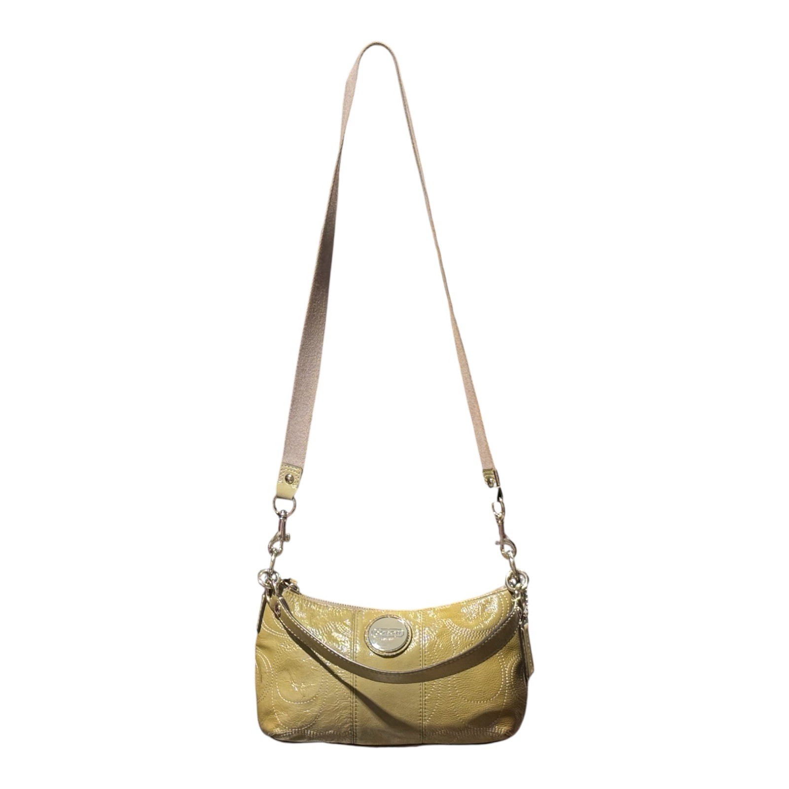 Auth Coach F1126-F15141 Handbag Enamel Green 2 Way Handle