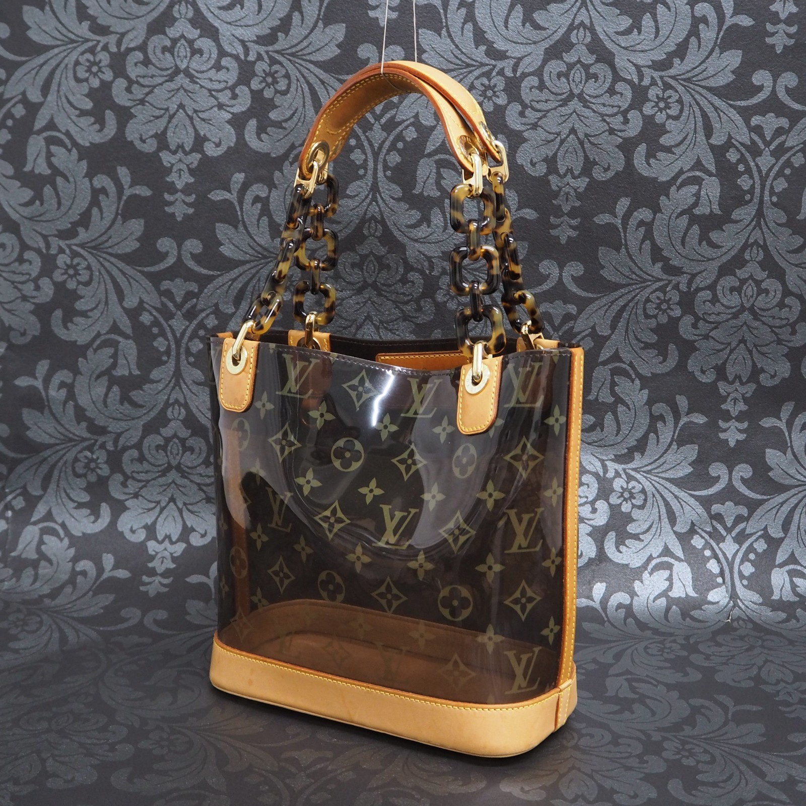 LOUIS VUITTON Monogram Clear Vinyl Cabas Ambre PM Shoulder Tote Bag #39 Rise-on
