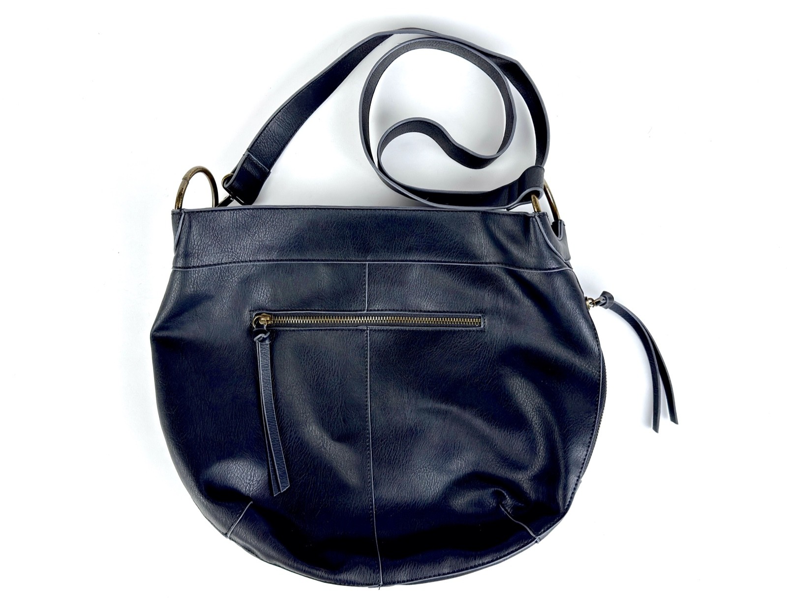15×13 Soft Black PU Leather Hobo Shoulder/Crossbody Handbag Pocketbook 6 Pockets