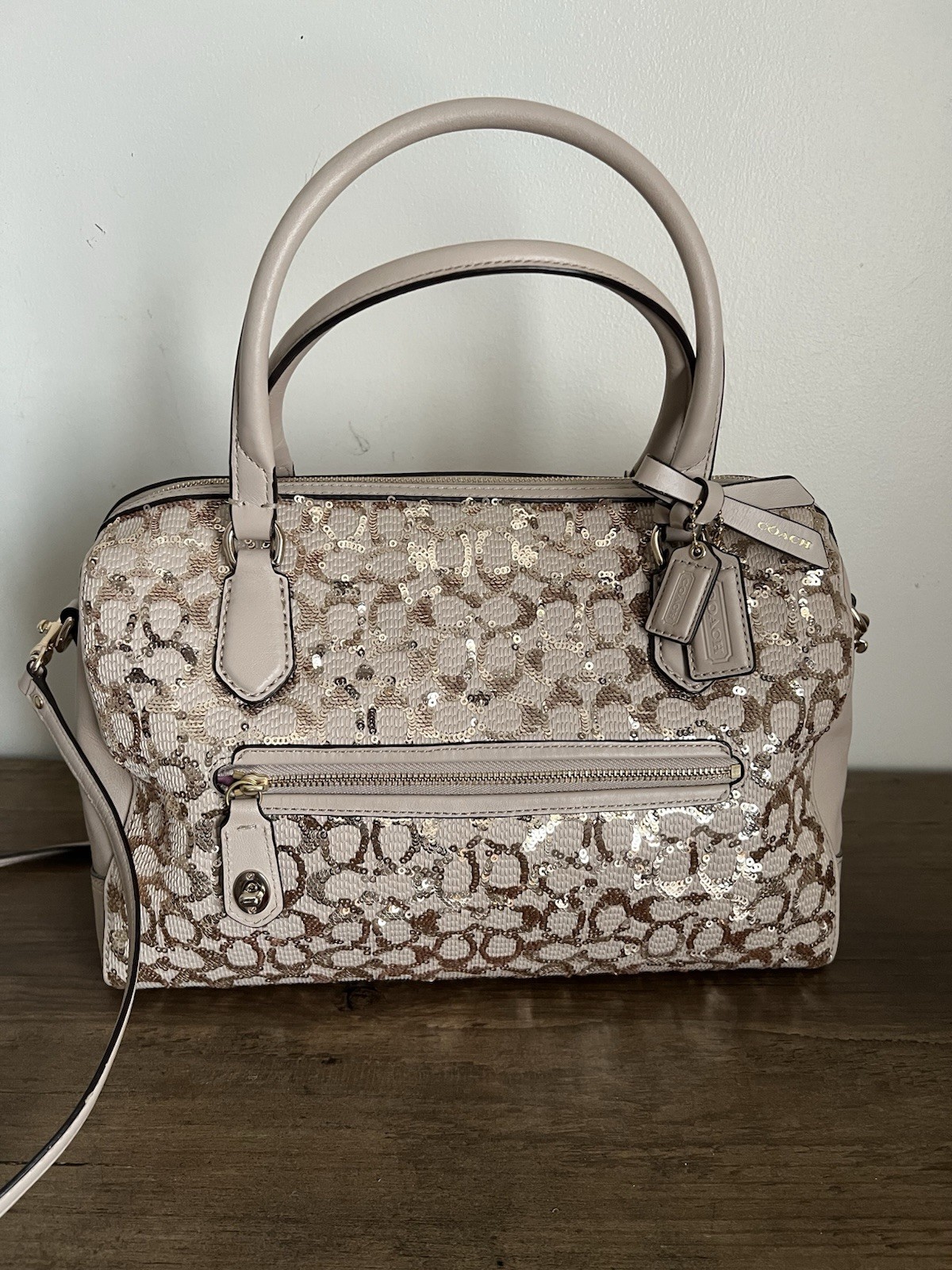 Coach Poppy East West Sequin Satchel