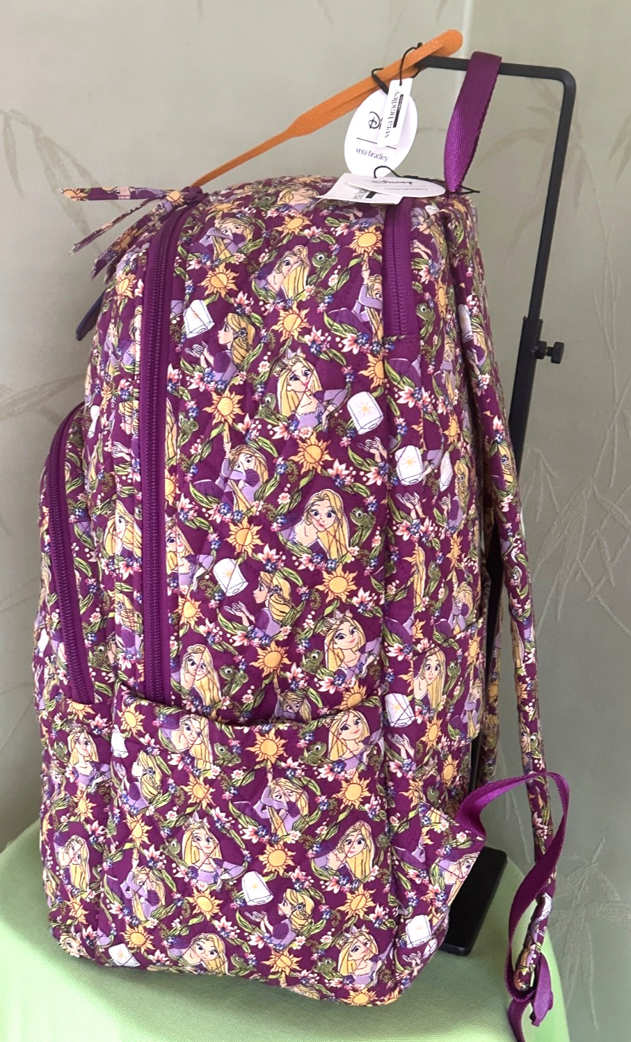 VERA BRADLEY DISNEY RAPUNZEL LARGE BACKPACK+BAG CHARM (SET):NWT CLIMBING IVY