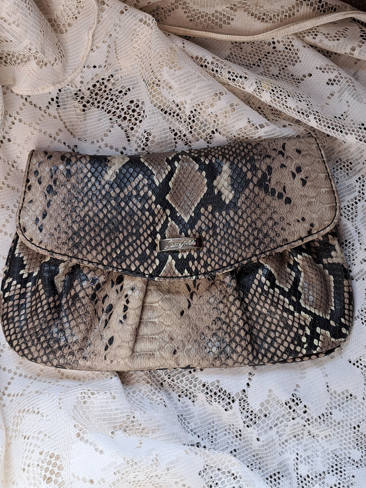 Grace Adele Snakeskin Purse/Clutch Includes New Strap