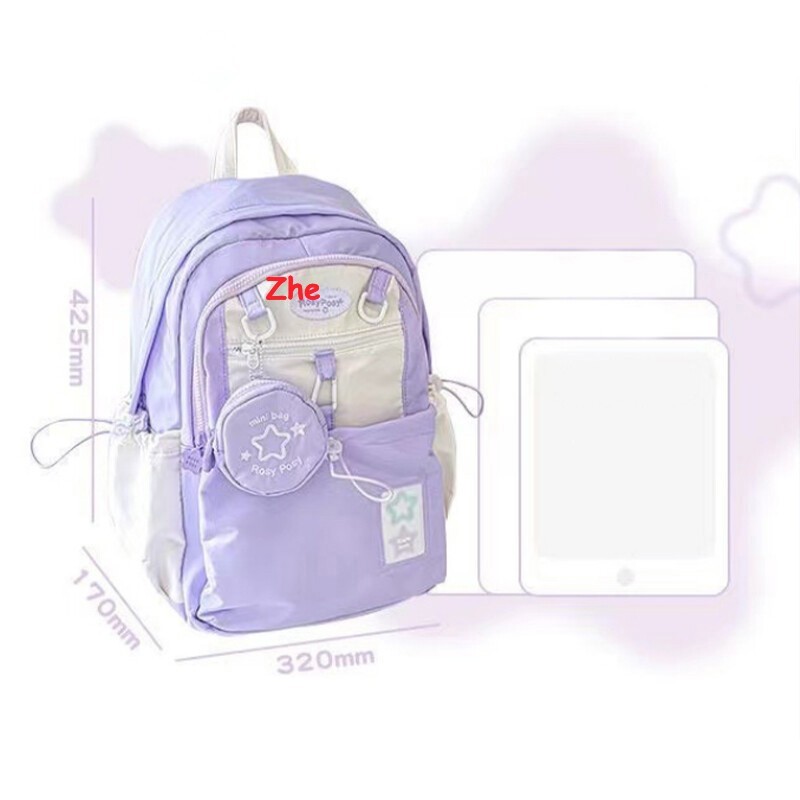Women Unisex Girl Cute Cartoon Student School Bag Drawstring Shoulder Backpack