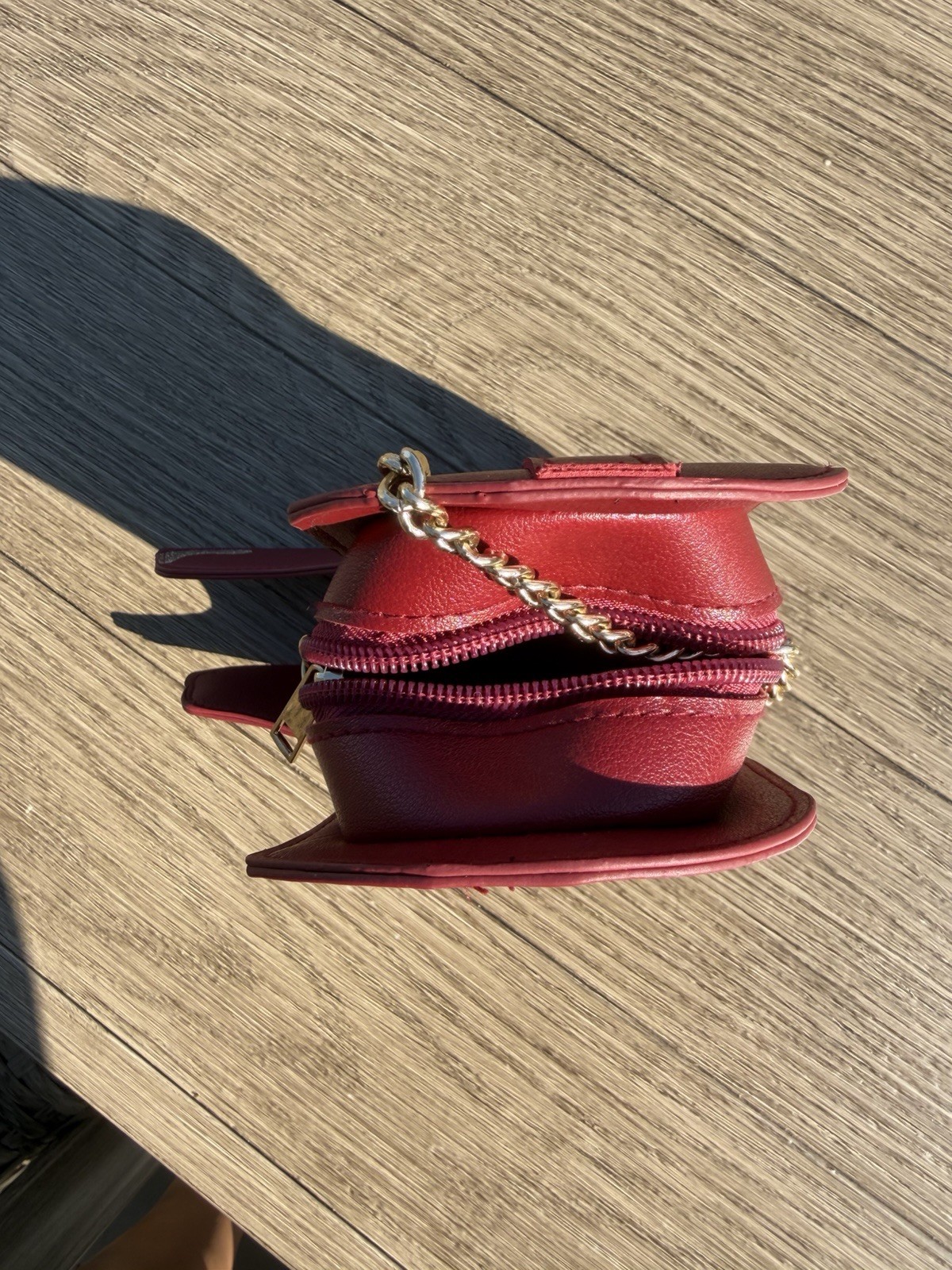 Red Western Cowboy Boot Shape Shoulder Bag Zip Gold Chain Strap Glitter Stitch