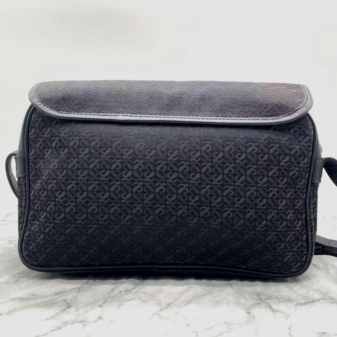 LOEWE Old Anagram Monogram Shoulder Bag Black Leather