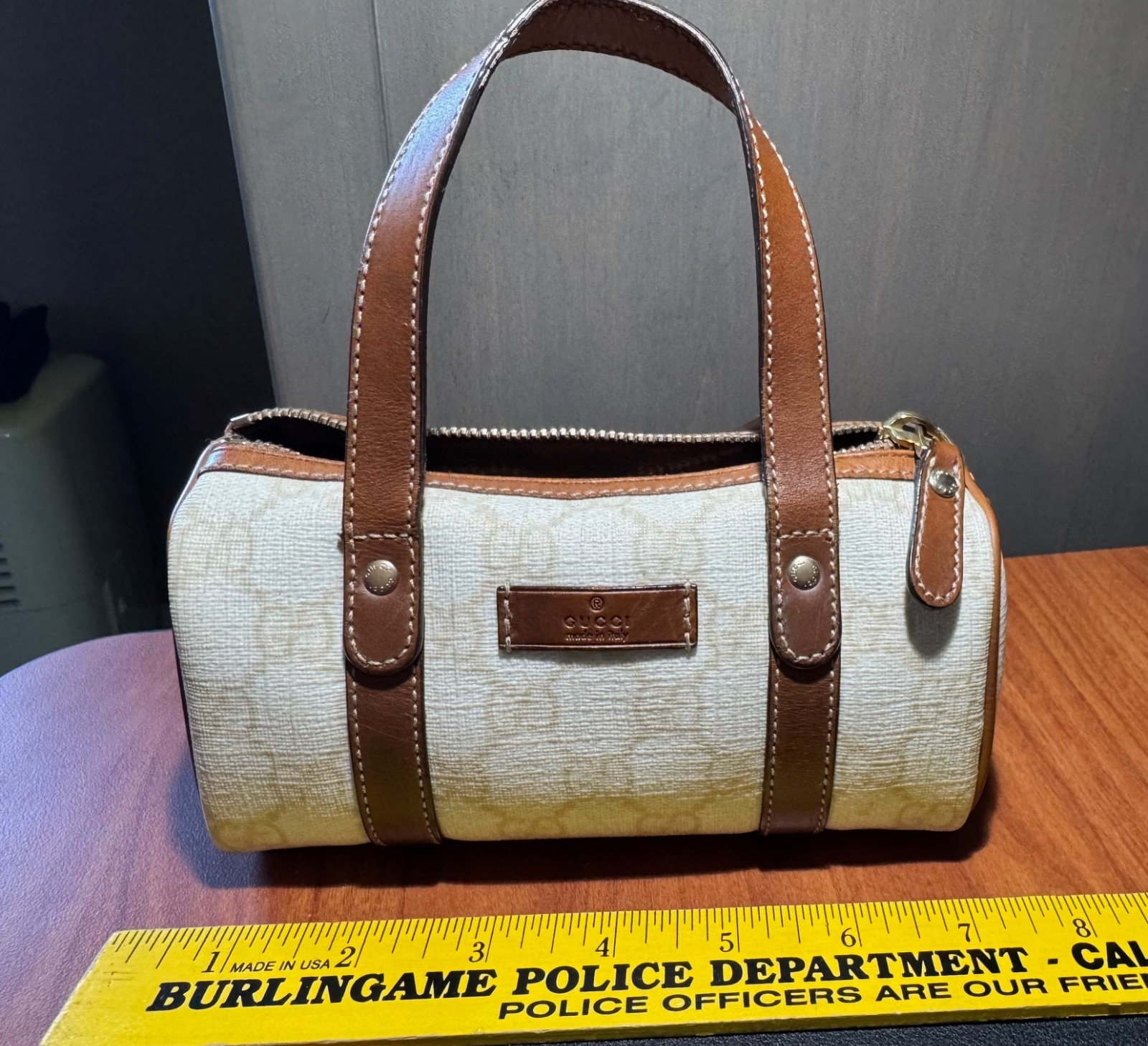 Authentic Vintage Gucci GG Supreme Joy Boston Mini Leather Purse- Super CUTE