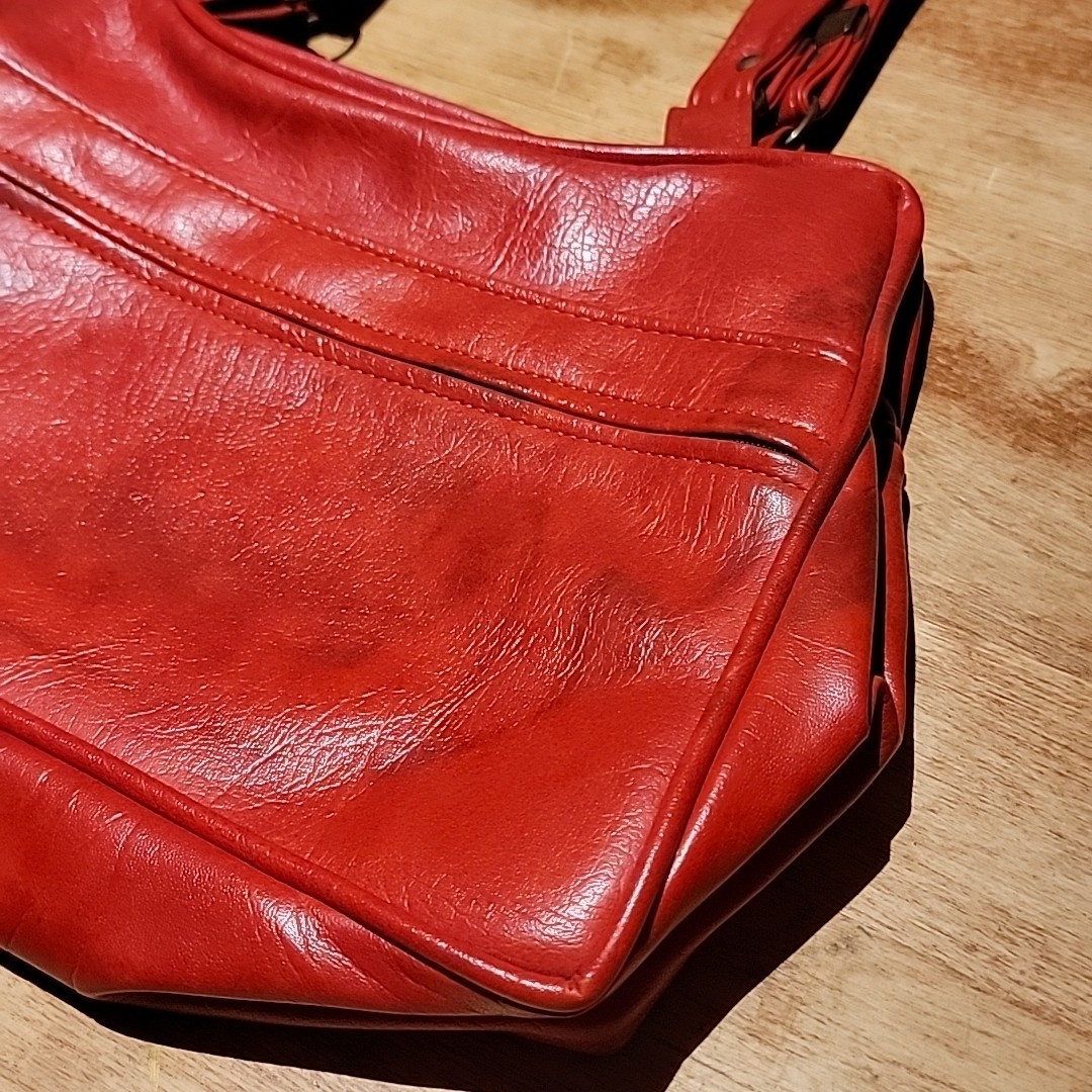 Vintage FS Originals Leather Shoulder Handbag Purse Bag Red Marbled Classic Chic