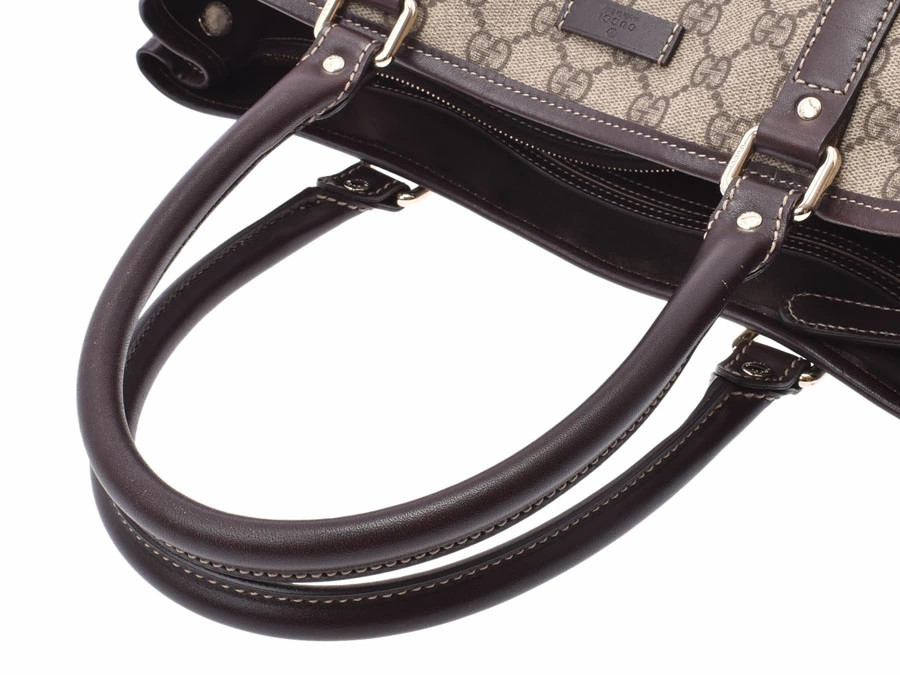 Gucci GG tote bag Greige Brown Gray Black leather