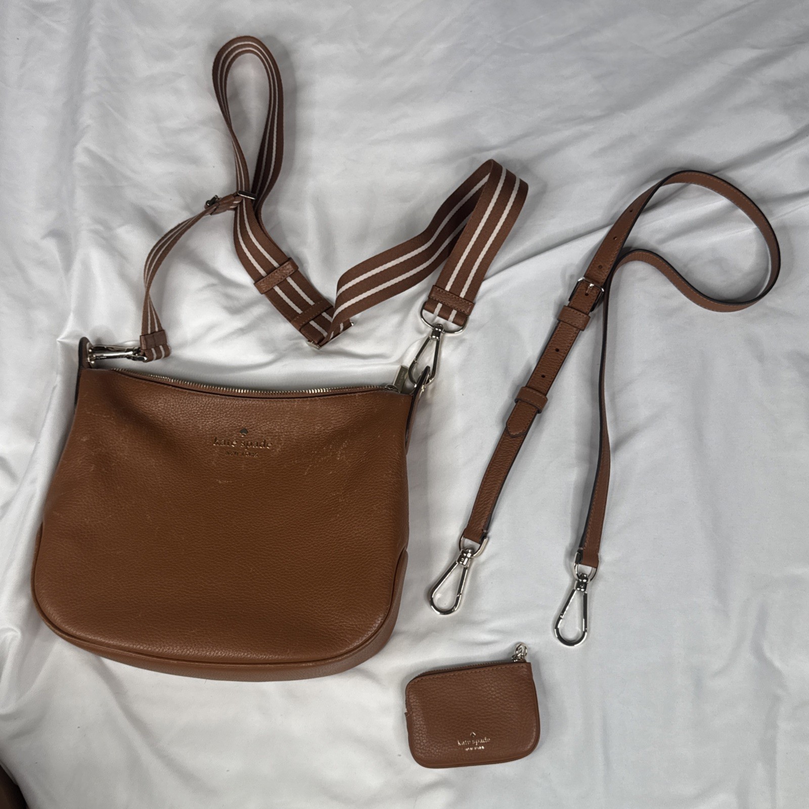 Kate Spade Rosie Large Crossbody Pebbled Leather Warm Gingerbread & Small Purse
