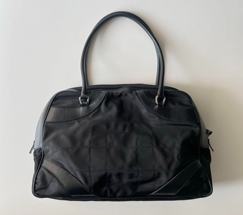 PRADA Nylon Leather Shoulder Bag Black Tote Handbag FW2000 Pre-owned Italy